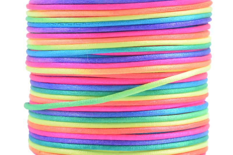 KONMAY 80 Yards 1.0mm Nylon Rattail Satin Silk Trim Cord Beading String for Chinese Knotting, Kumihimo, Beading, MacramÃ©, Jewelry Making, Rainbow